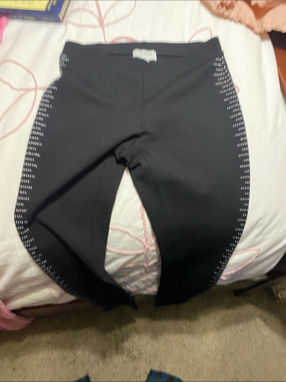 Carmen Marc Valvo Black Kids Leggings with Side Reflective Dashes